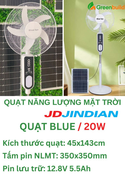 Quạt năng lượng mặt trời 20W, quạt Blue fan