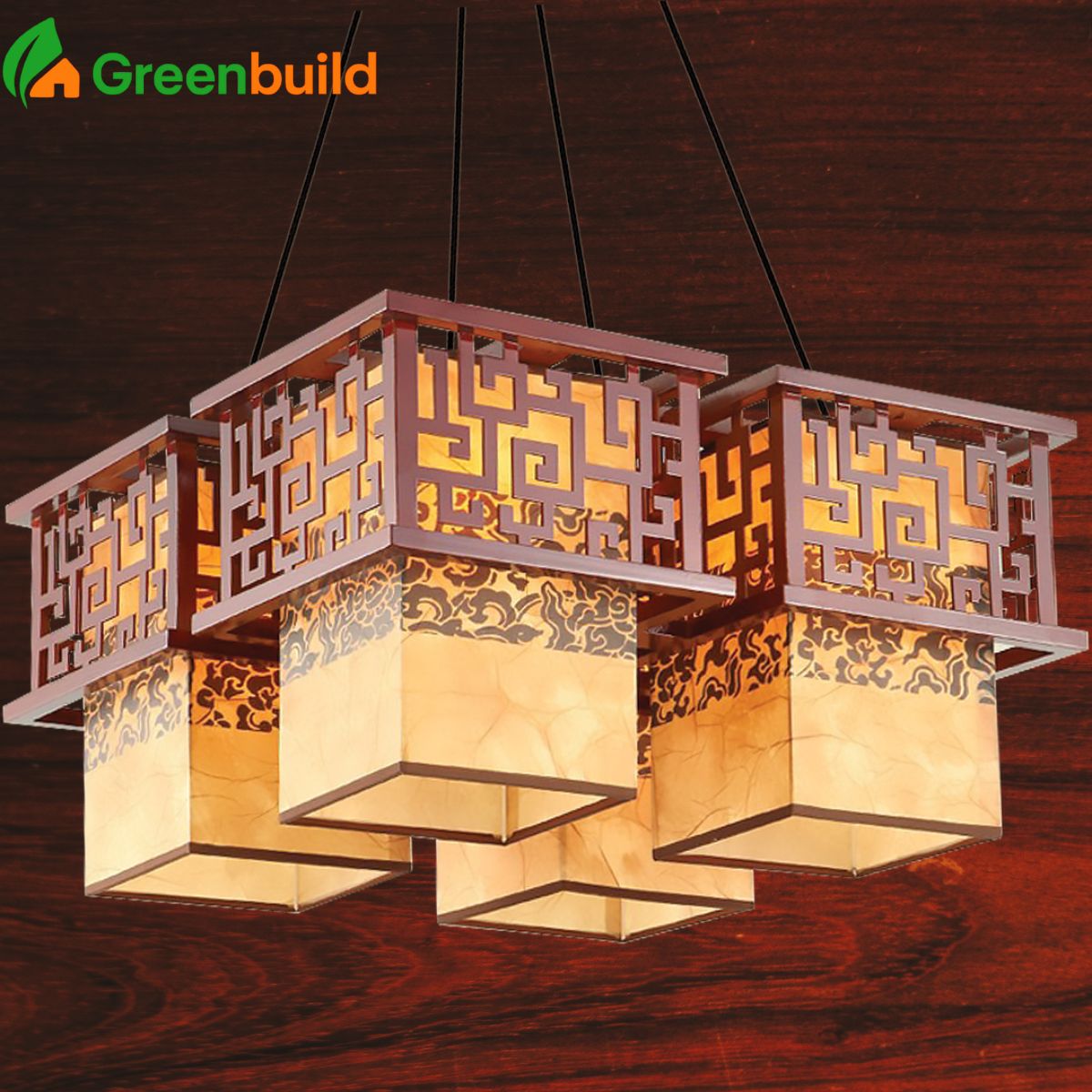 Đèn chùm gỗ tự nhiên