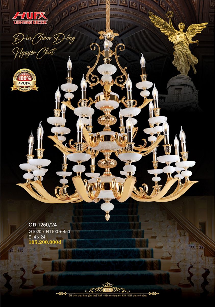 Đèn chùm đồng Hufa CĐ 1250/24