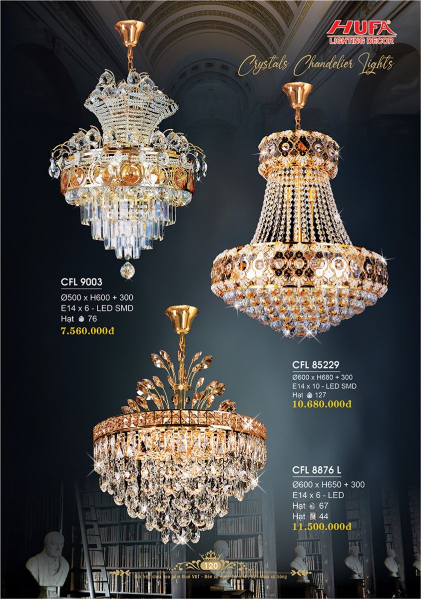 Đèn chùm pha lê Hufa CFL 9003, CFL 85229, CFL 8876 L
