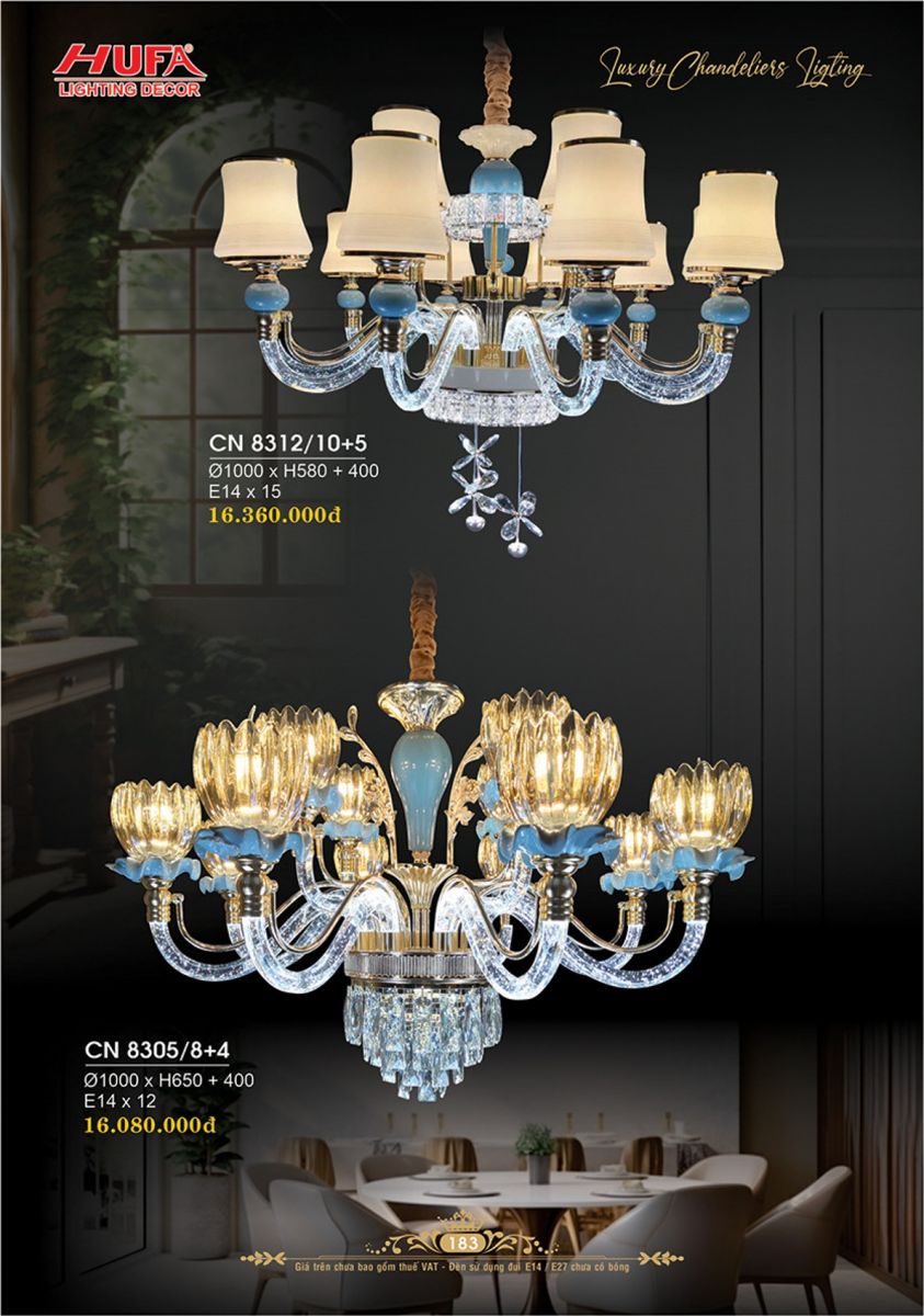 Đèn chùm nến Hufa CN 8305/8+4, CN 8312/10+5