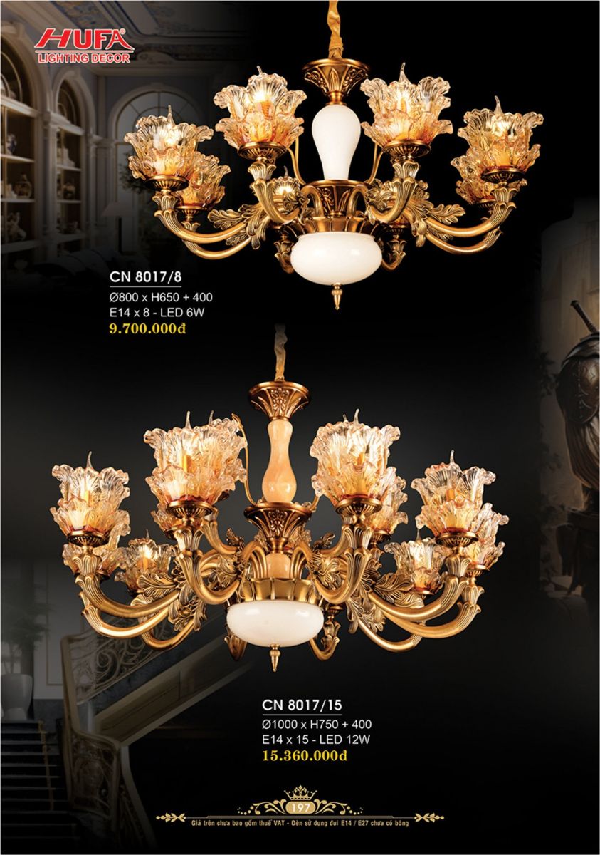 Đèn chùm nến Hufa CN 8017/8, CN 8017/15
