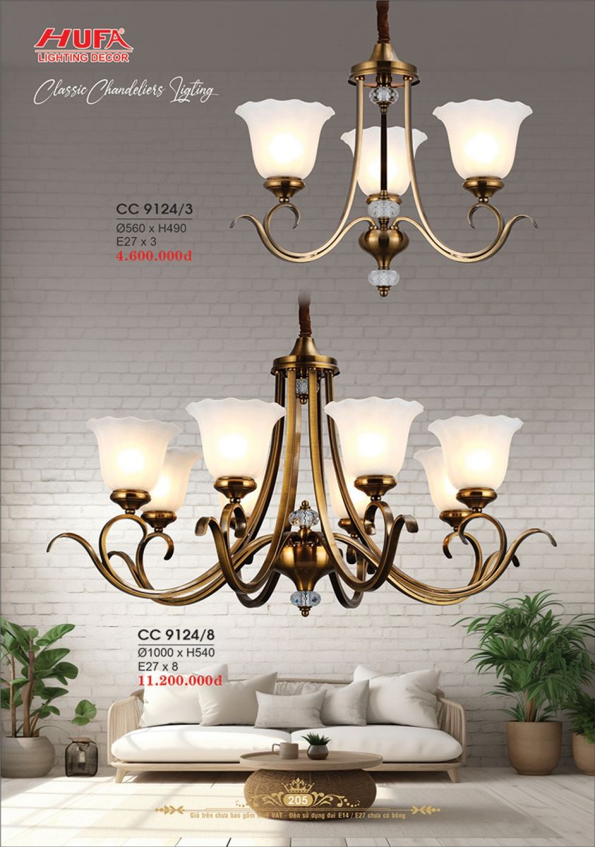 Đèn chùm cổ điển Hufa CC 9124/3, CC 9124/8