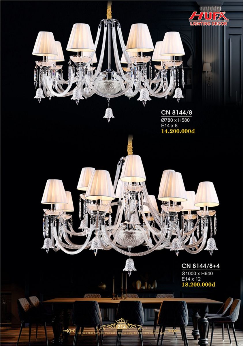 Đèn chùm nến Hufa CN 8144/8, CN 8144/8+4