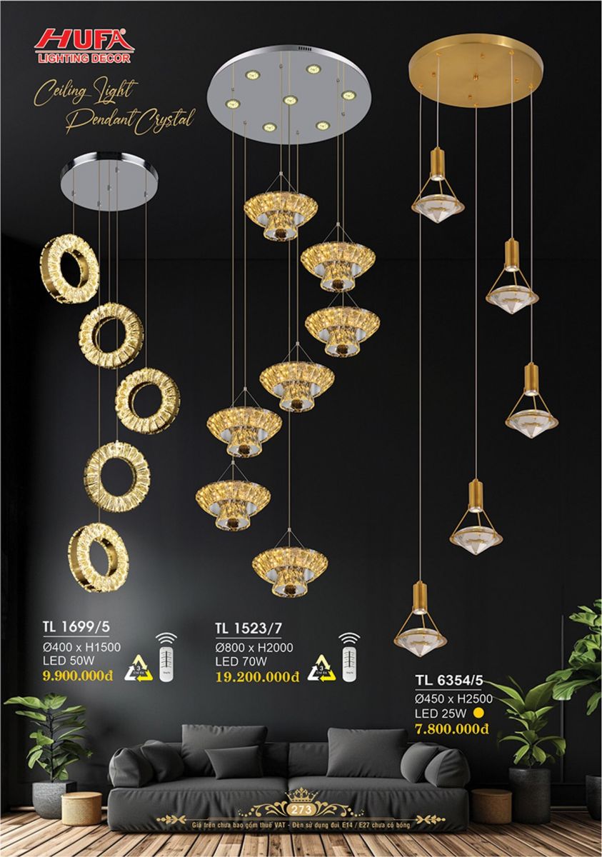 Đèn thả thông tầng Hufa TL 1699/5, TL 1523/7, TL 6354/5