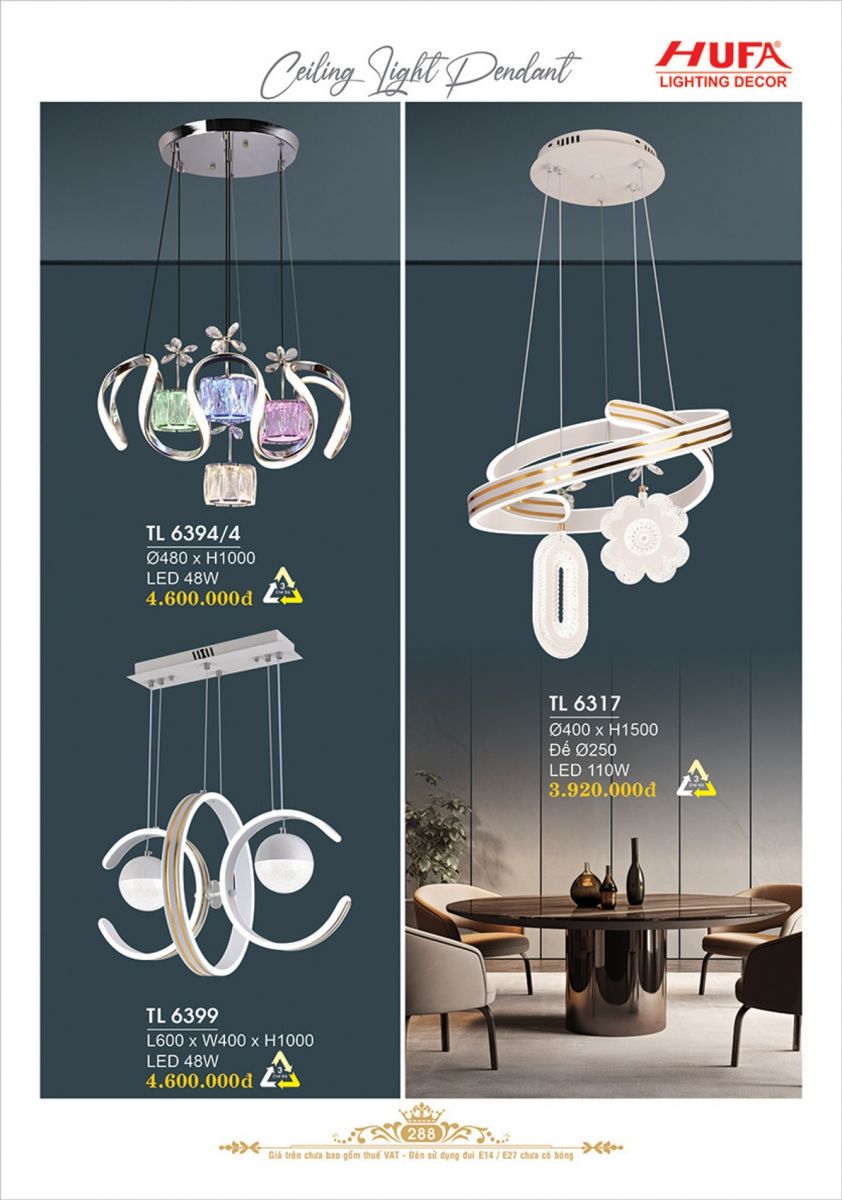 Đèn thả LED Hufa TL 6394/4, TL 6317, TL 6399