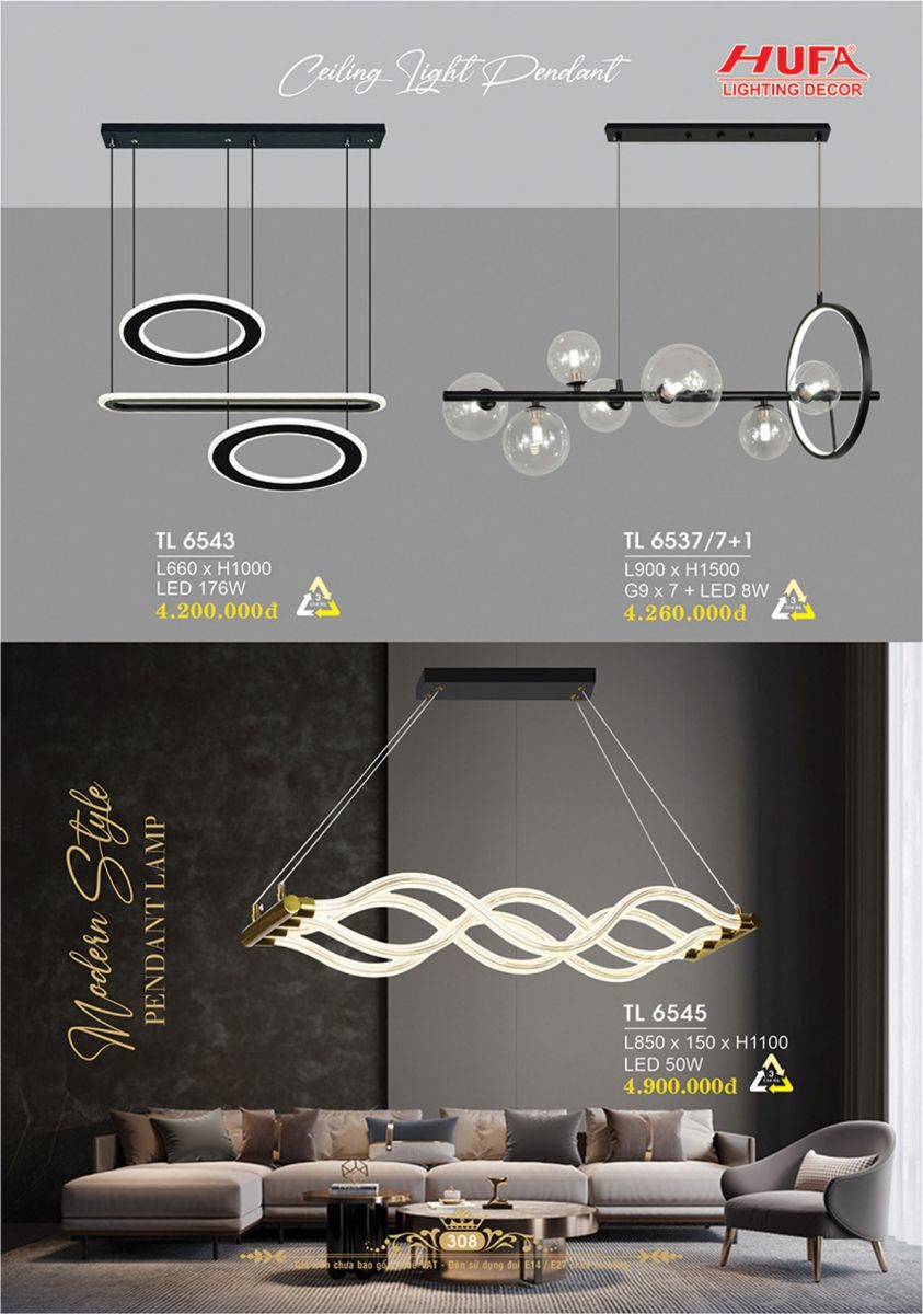 Đèn thả LED Hufa TL 6543, TL 6545, TL 6537/7+1