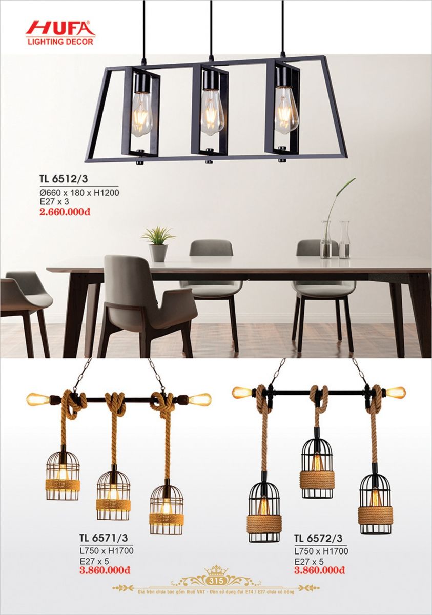 Đèn thả LED Hufa TL 6512/3, TL 6571/3, TL 6572/3