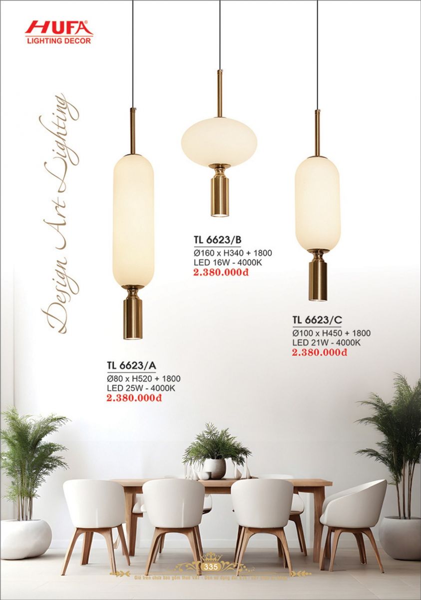 Đèn thả LED Hufa TL 6623/A, TL 6623/B, TL 6623/C