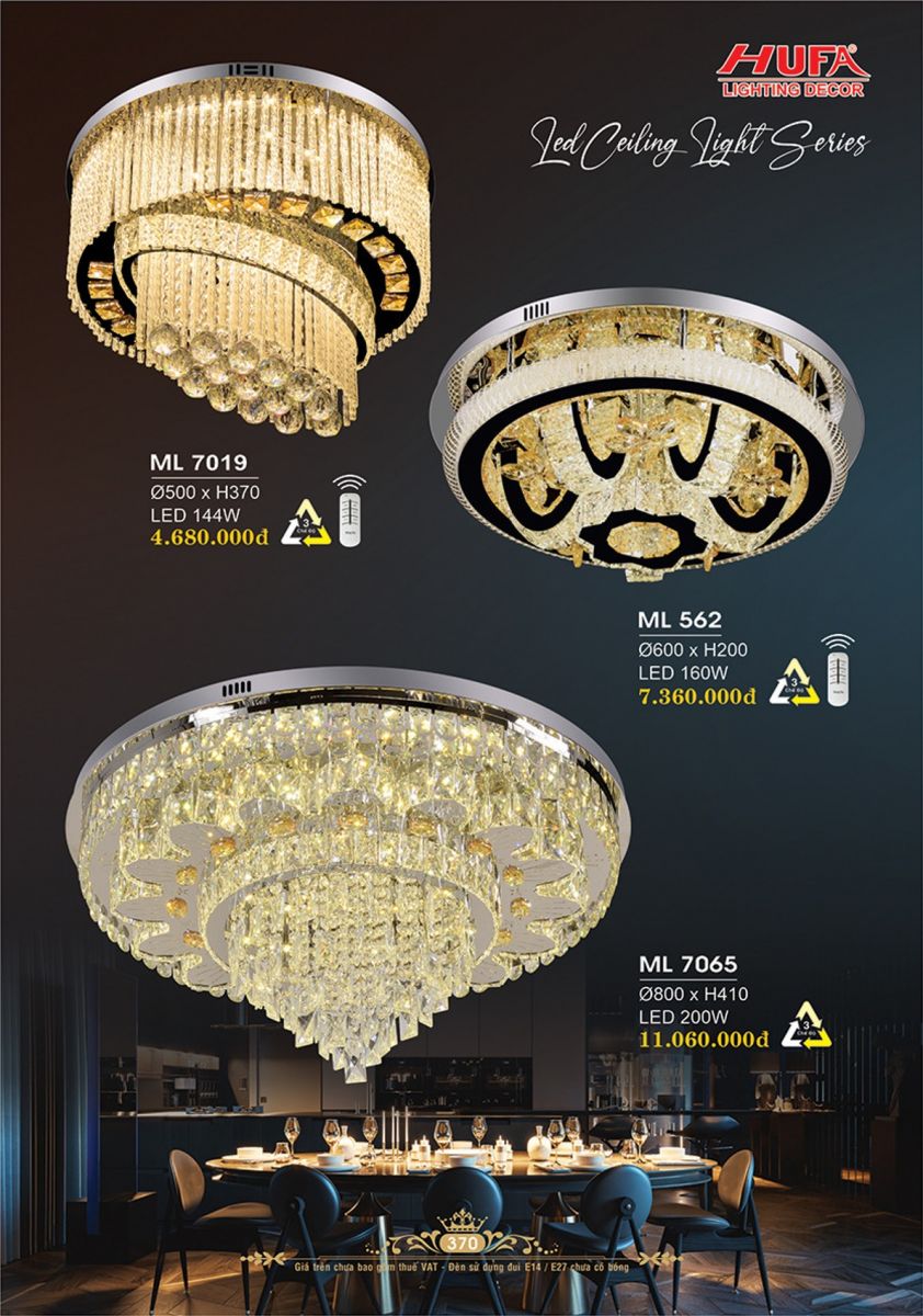Đèn mâm LED Hufa ML 7019, ML 562, ML 7065