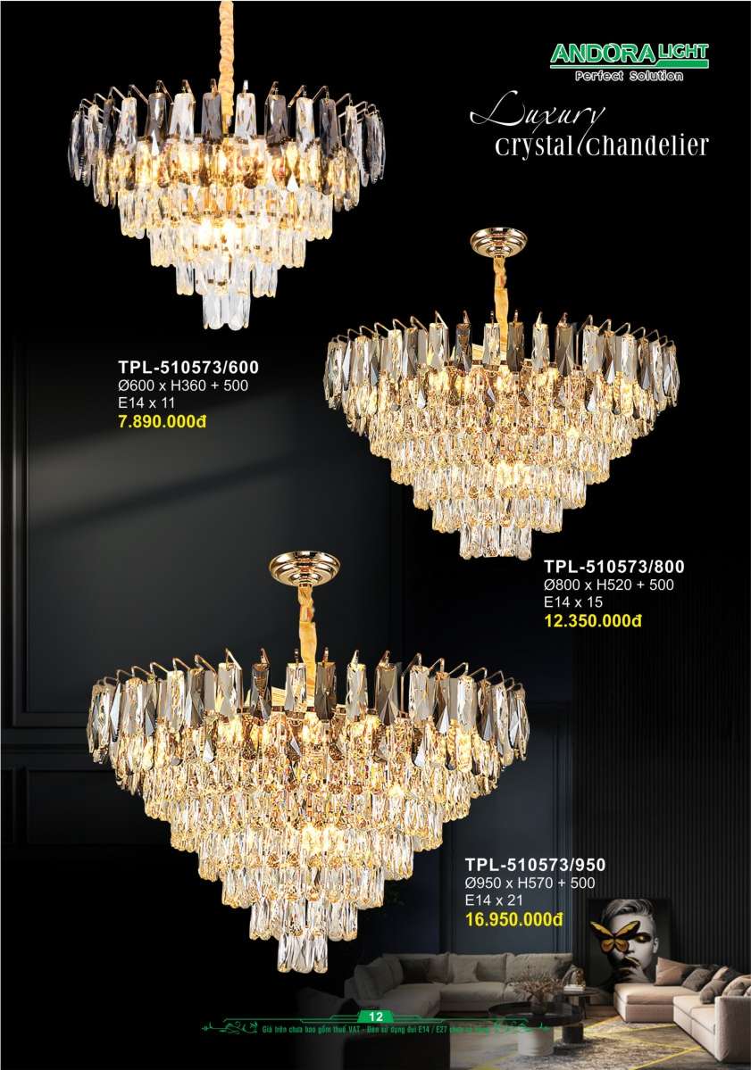 Đèn chùm Andora Light TPL-510573/600, TPL-510573/800, TPL-510573/950