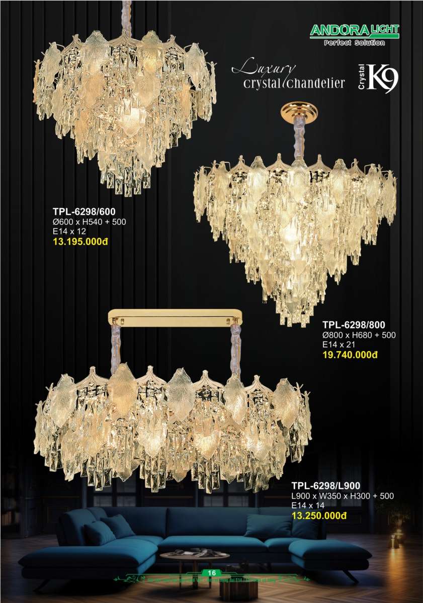 Đèn chùm Andora Light TPL-6298/600, TPL-6298/800, TPL-6298/L900