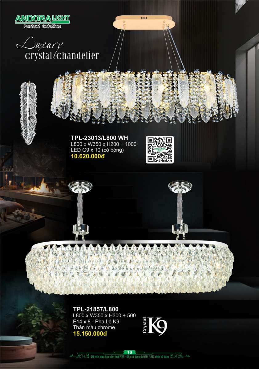 Đèn chùm Andora Light TPL-23013/L800 WH, TPL-21857/L800