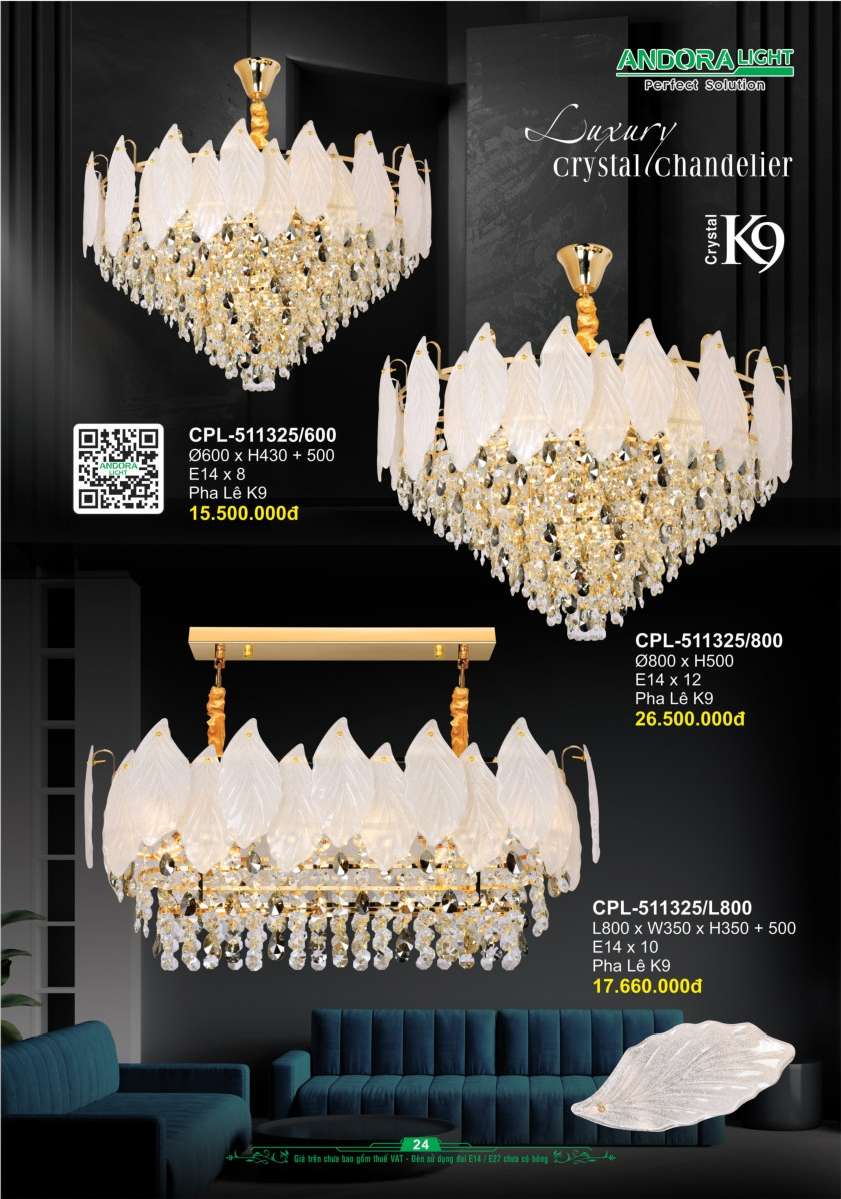 Đèn chùm Andora Light TPL-511325/600, TPL-511325/800, TPL-511325/L800