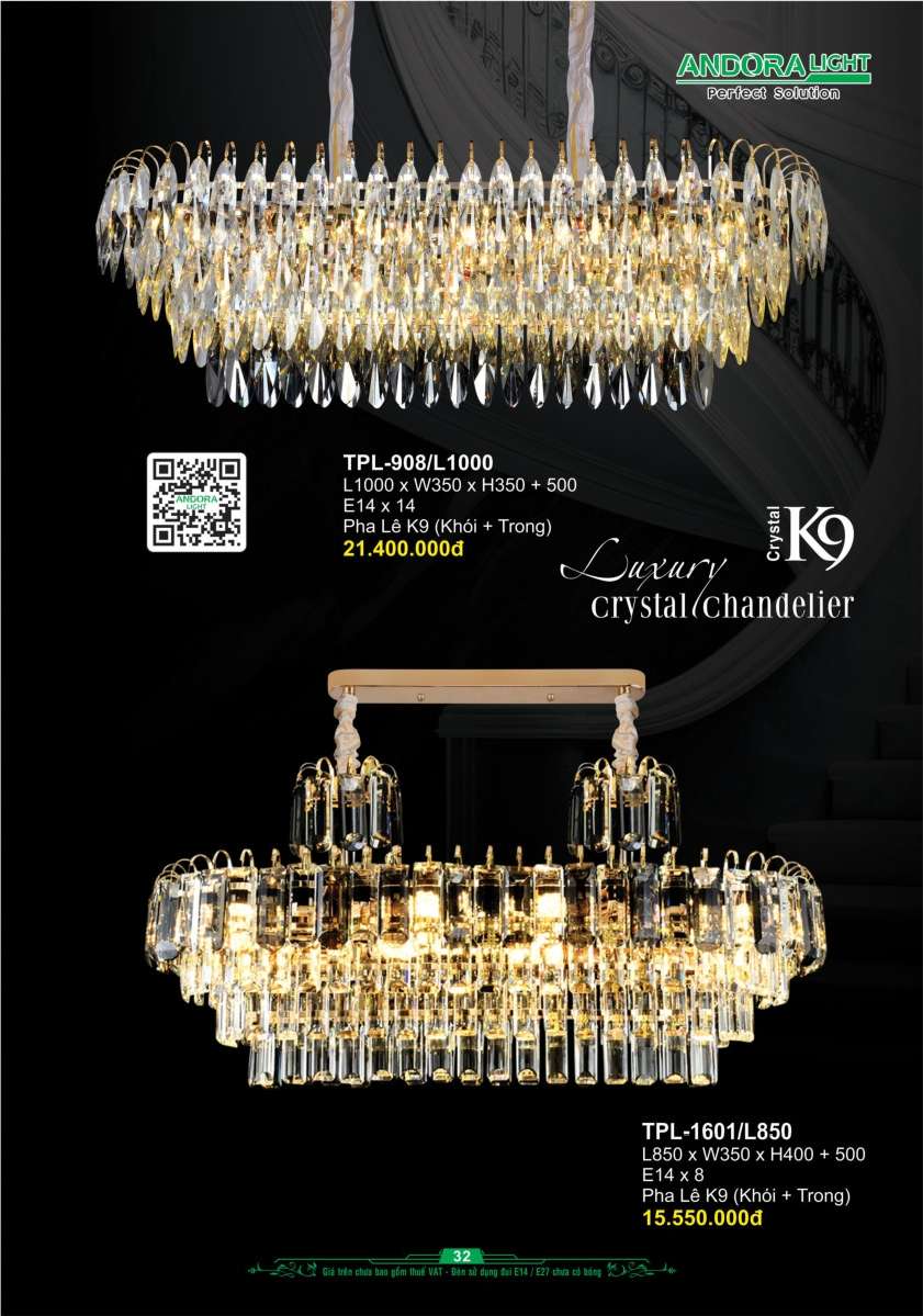 Đèn chùm Andora Light TPL-908/L1000, TPL-1601/L850