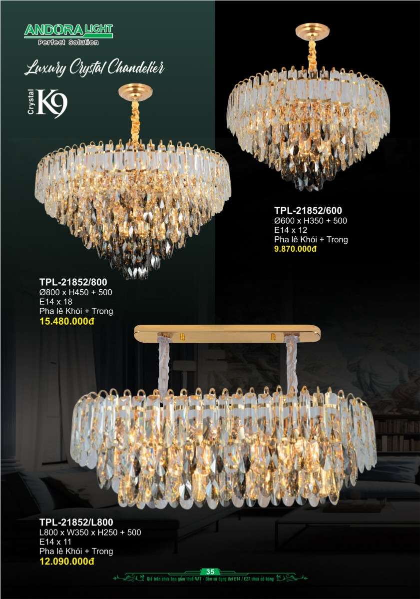 Đèn chùm Andora Light TPL-21852/600, TPL-21852/800, TPL-21852/L800