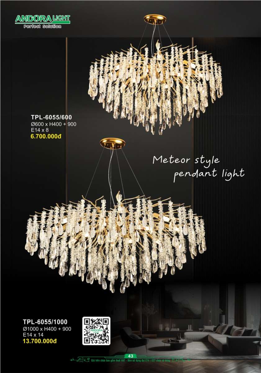 Đèn chùm Andora Light TPL-6055/600, TPL-6055/1000