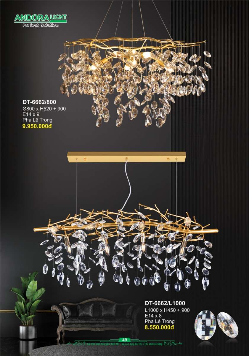 Đèn chùm Andora Light ĐT-6662/800, ĐT-6662/L1000