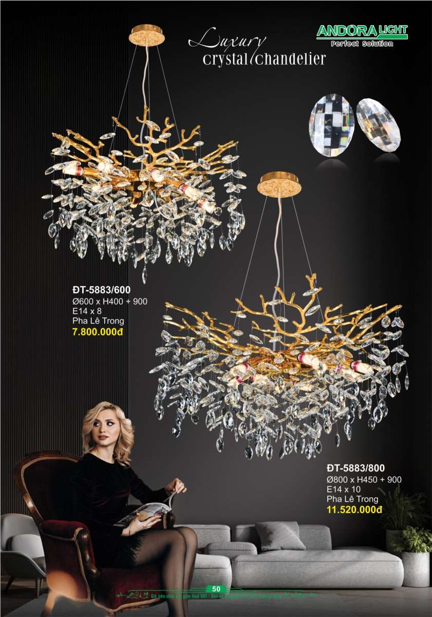 Đèn chùm Andora Light ĐT-5883/600, ĐT-5883/800