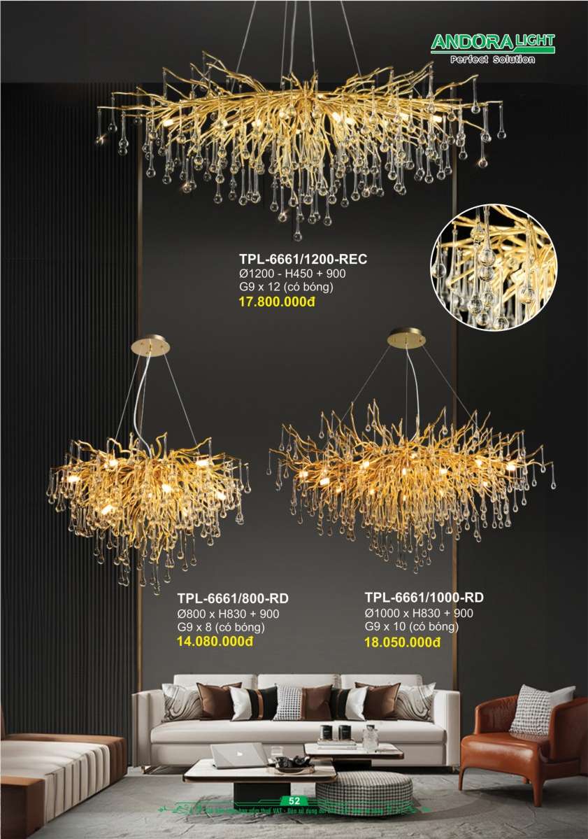 Đèn chùm Andora Light TPL-6661/1200-REC, TPL-6661/800-RD, TPL-6661/1000-RD