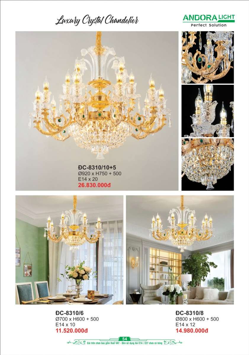 Đèn chùm Andora Light ĐC-8310/10+5, ĐC-8310/6, ĐC-8310/8
