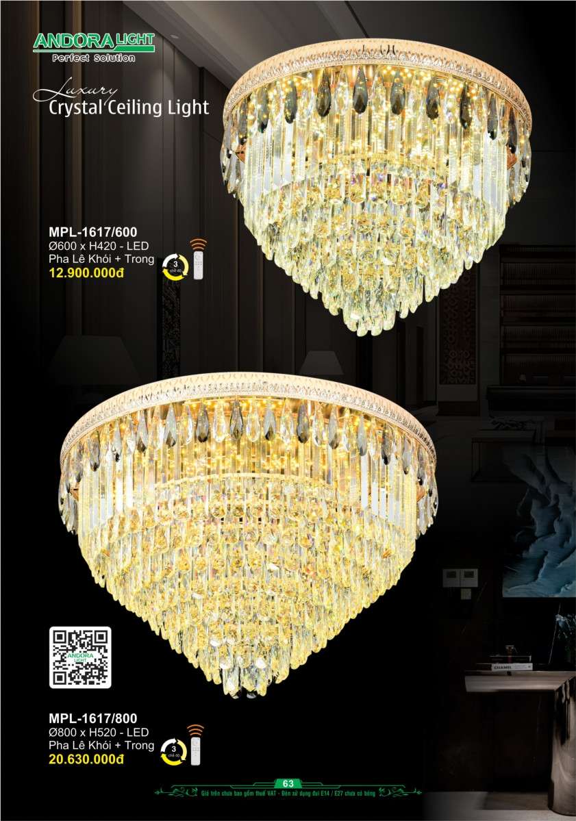 Đèn mâm pha lê Andora Light MPL-1617/600, MPL-1617/800
