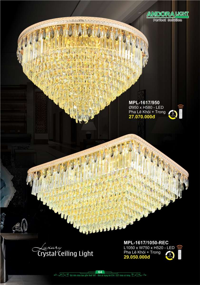 Đèn mâm pha lê Andora Light MPL-1617/950, MPL-1617/1050-REC