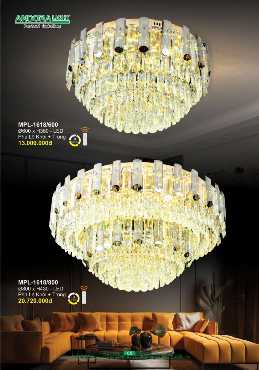 Đèn mâm pha lê Andora Light MPL-1618/600, MPL-1618/800