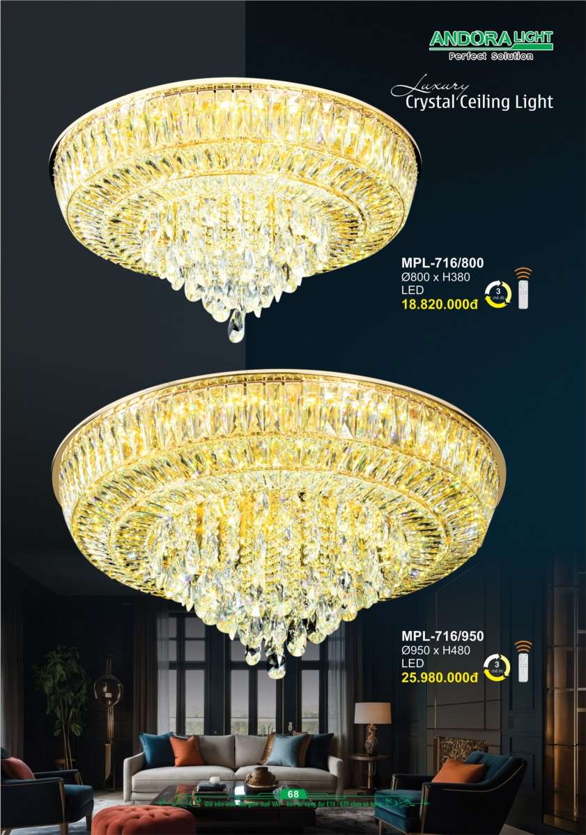 Đèn mâm pha lê Andora Light MPL-716/800, MPL-716/950