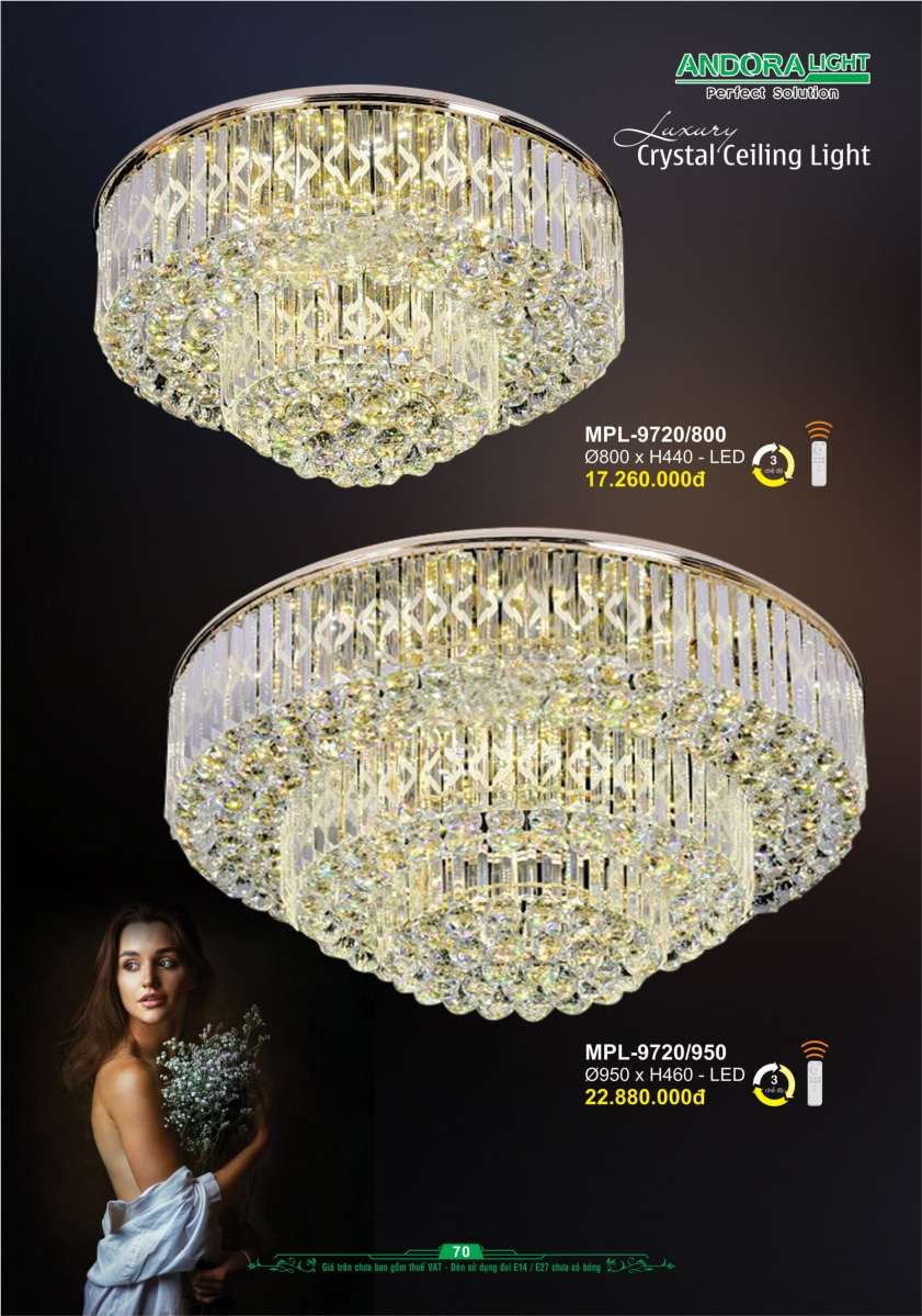 Đèn mâm pha lê Andora Light MPL-9720/800, MPL-9720/950