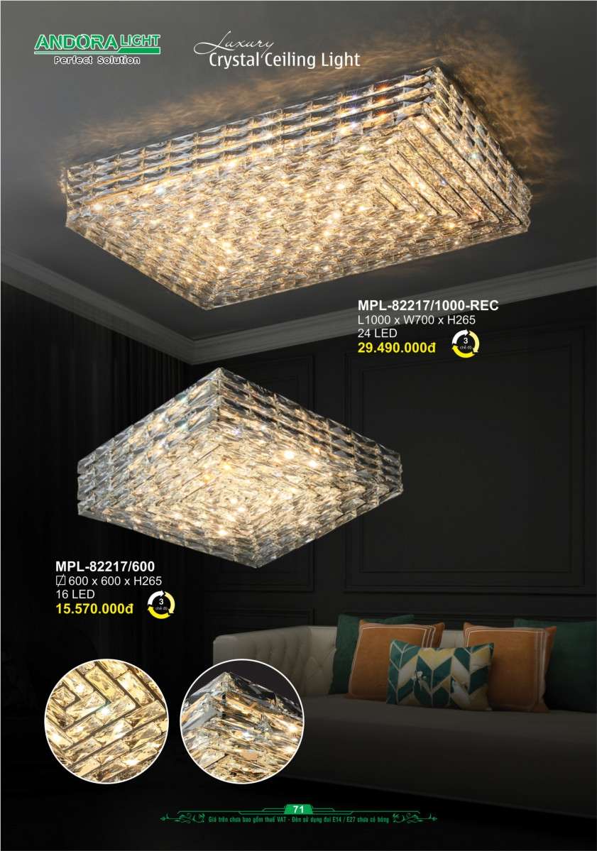 Đèn mâm pha lê Andora Light MPL-82217/600, MPL-82217/1000-REC
