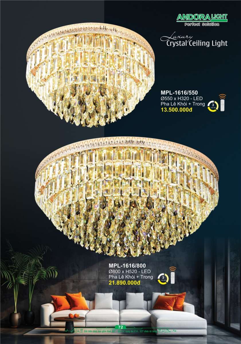 Đèn mâm pha lê Andora Light MPL-1616/550, MPL-1616/800