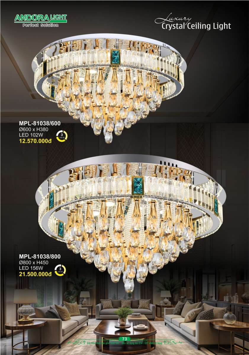 Đèn mâm pha lê Andora Light MPL-81038/600, MPL-81038/800