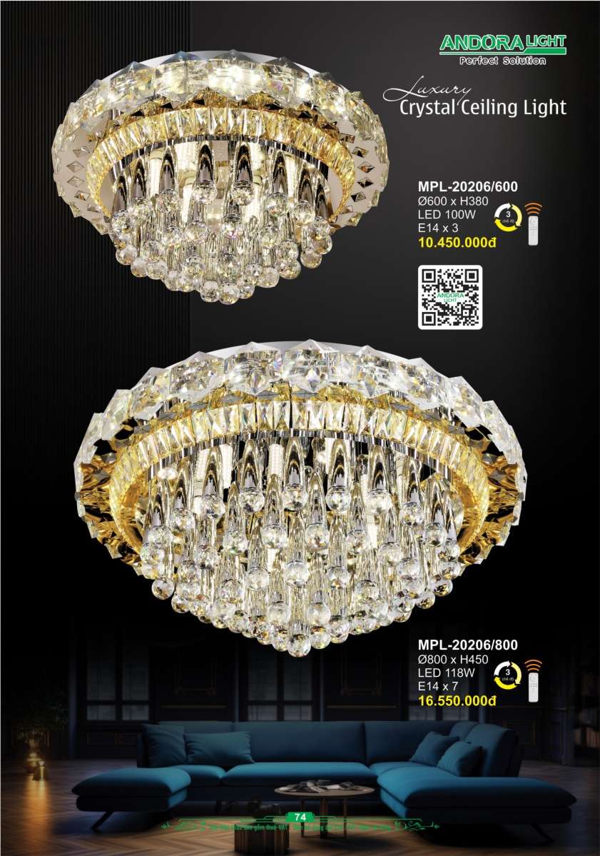 Đèn mâm pha lê Andora Light MPL-20206/600, MPL-20206/800
