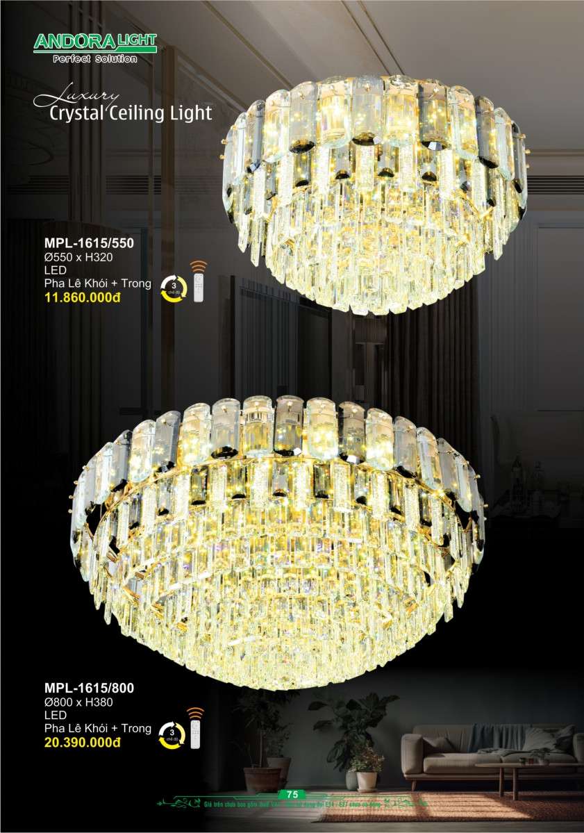 Đèn mâm pha lê Andora Light MPL-1615/550, MPL-1615/800