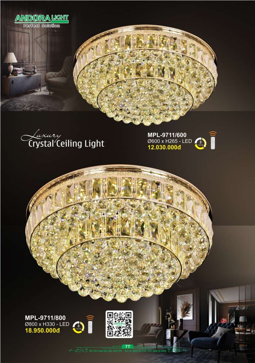 Đèn mâm pha lê Andora Light MPL-9711/600, MPL-9711/800
