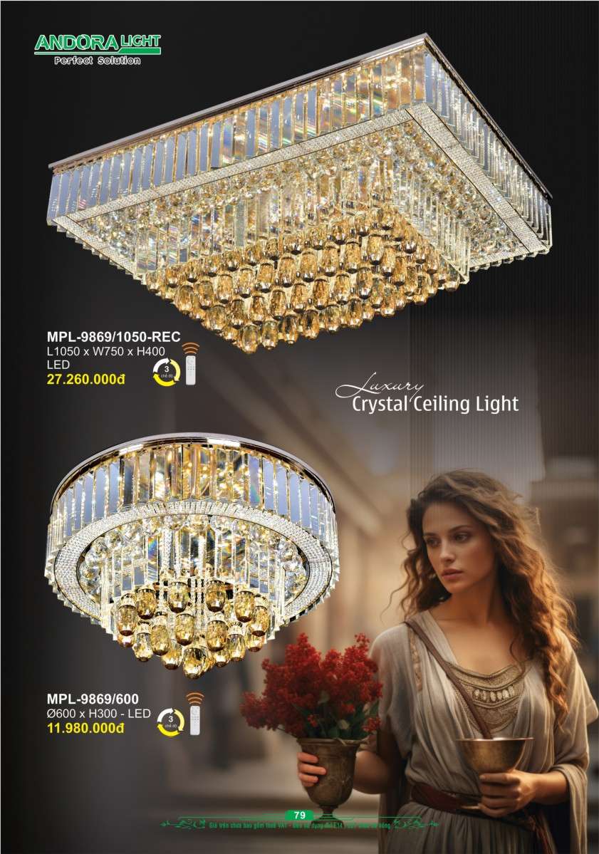 Đèn mâm pha lê Andora Light MPL-9869/600, MPL-9869/1050-REC