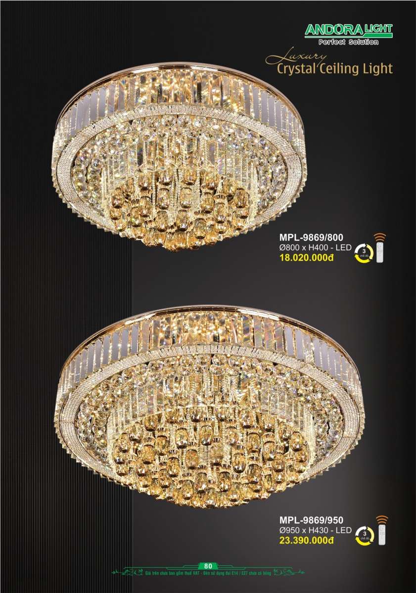 Đèn mâm pha lê Andora Light MPL-9869/800, MPL-9869/950