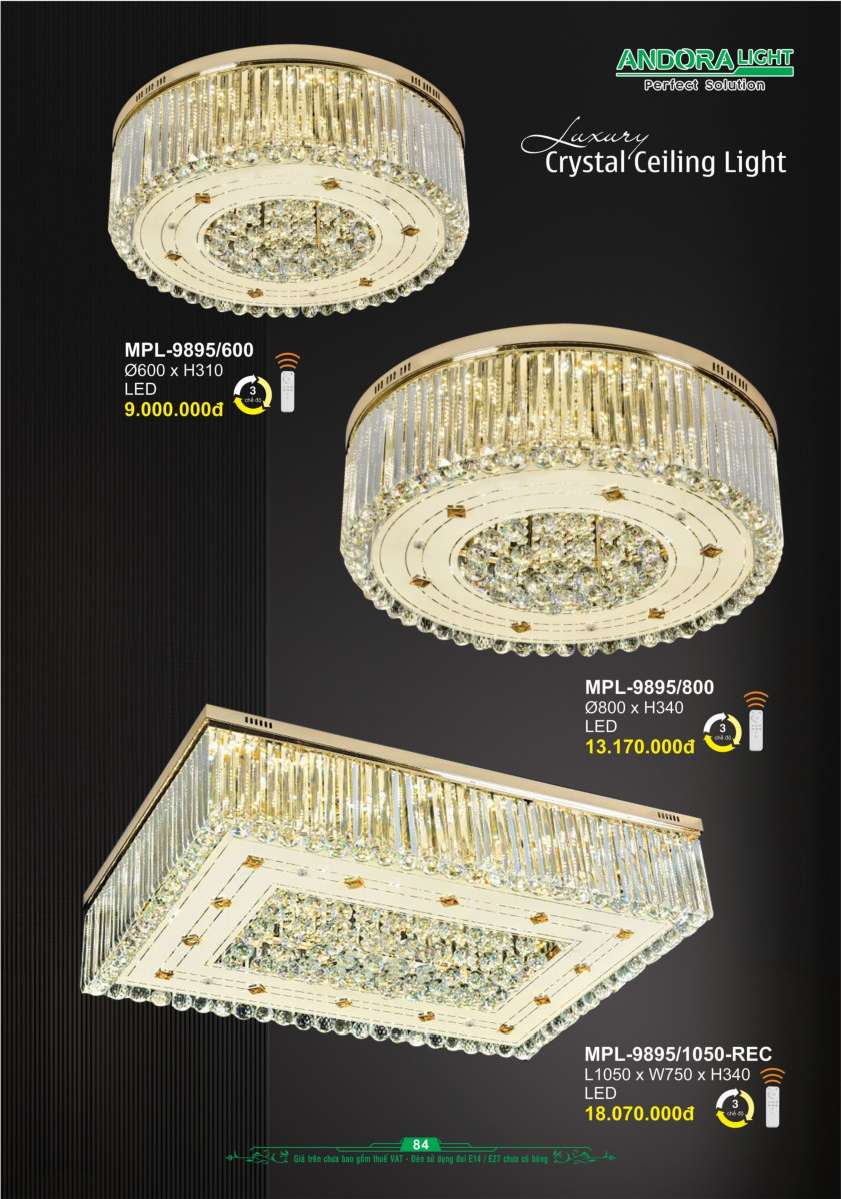 Đèn mâm pha lê Andora Light MPL-9895/600, MPL-9895/800, MPL-9895/1050-REC