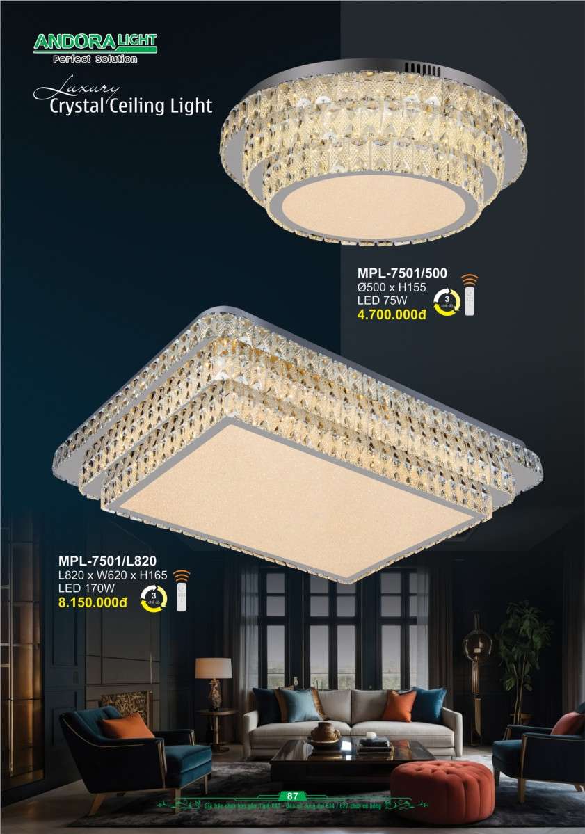 Đèn mâm pha lê Andora Light MPL-7501/500, MPL-7501/L820