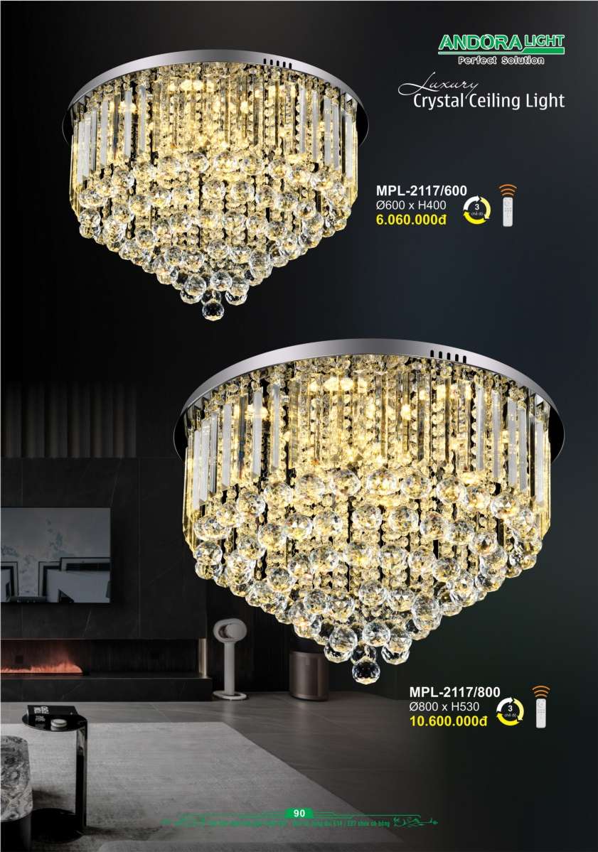 Đèn mâm pha lê Andora Light MPL-2117/600, MPL-2117/800