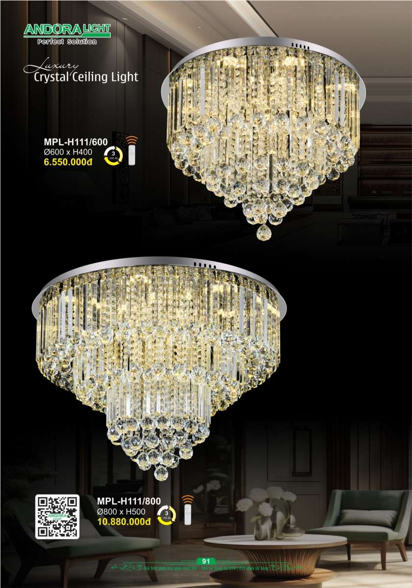 Đèn mâm pha lê Andora Light MPL-H111/600, MPL-H111/800