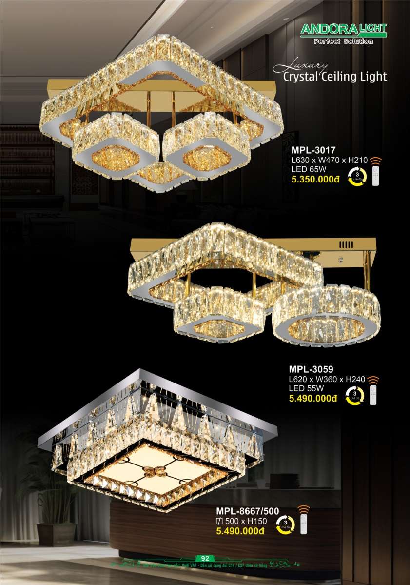 Đèn mâm pha lê Andora Light MPL-3017, MPL-3059, MPL-8667/500