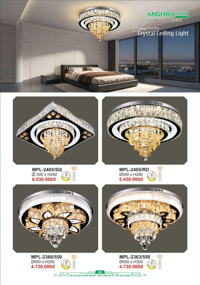 Đèn mâm pha lê Andora Light MPL-2405/SQ, MPL-2405/RD, MPL-2366/550, MPL-2363/550