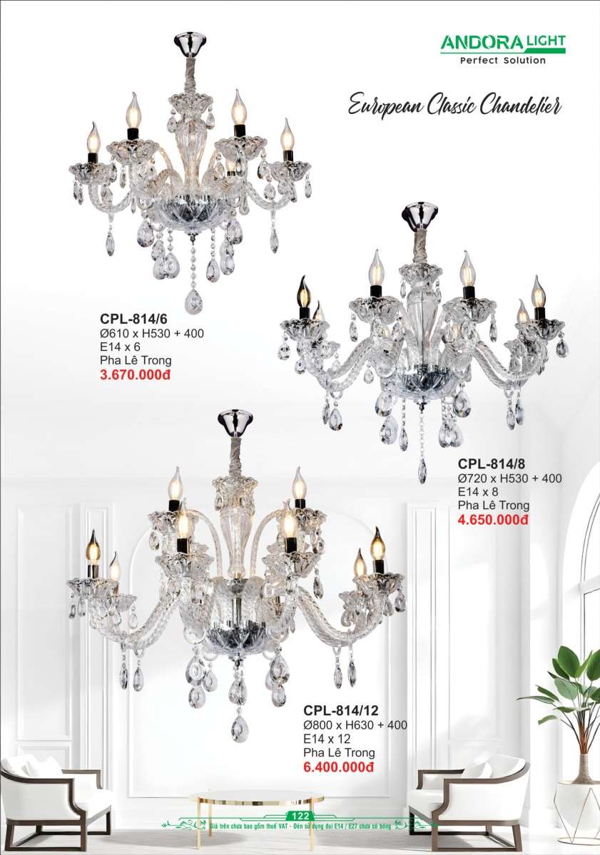 Đèn chùm Andora Light CPL-814/6, CPL-814/8, CPL-814/12