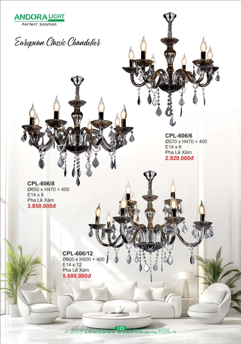 Đèn chùm Andora Light CPL-606/6, CPL-606/8, CPL-606/12