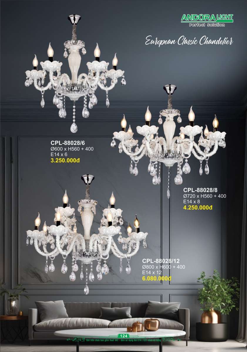 Đèn chùm Andora Light CPL-88028/6, CPL-88028/8, CPL-88028/12