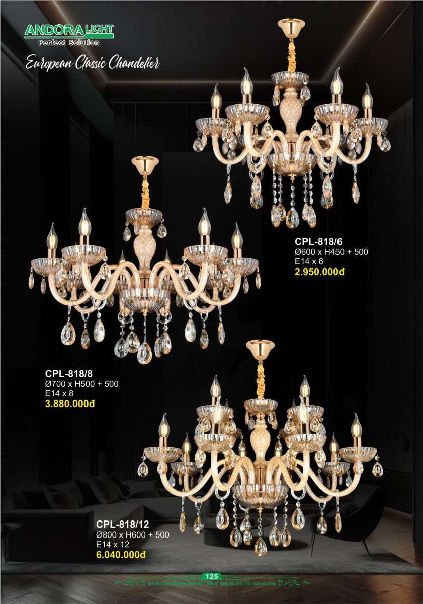 Đèn chùm Andora Light CPL-818/6, CPL-818/8, CPL-818/12