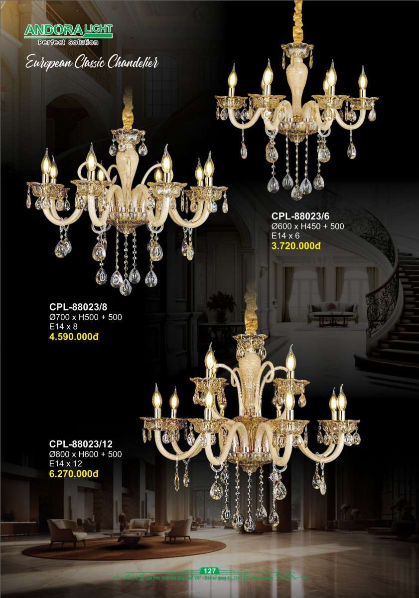 Đèn chùm Andora Light CPL-88023/6, CPL-88023/8, CPL-88023/12