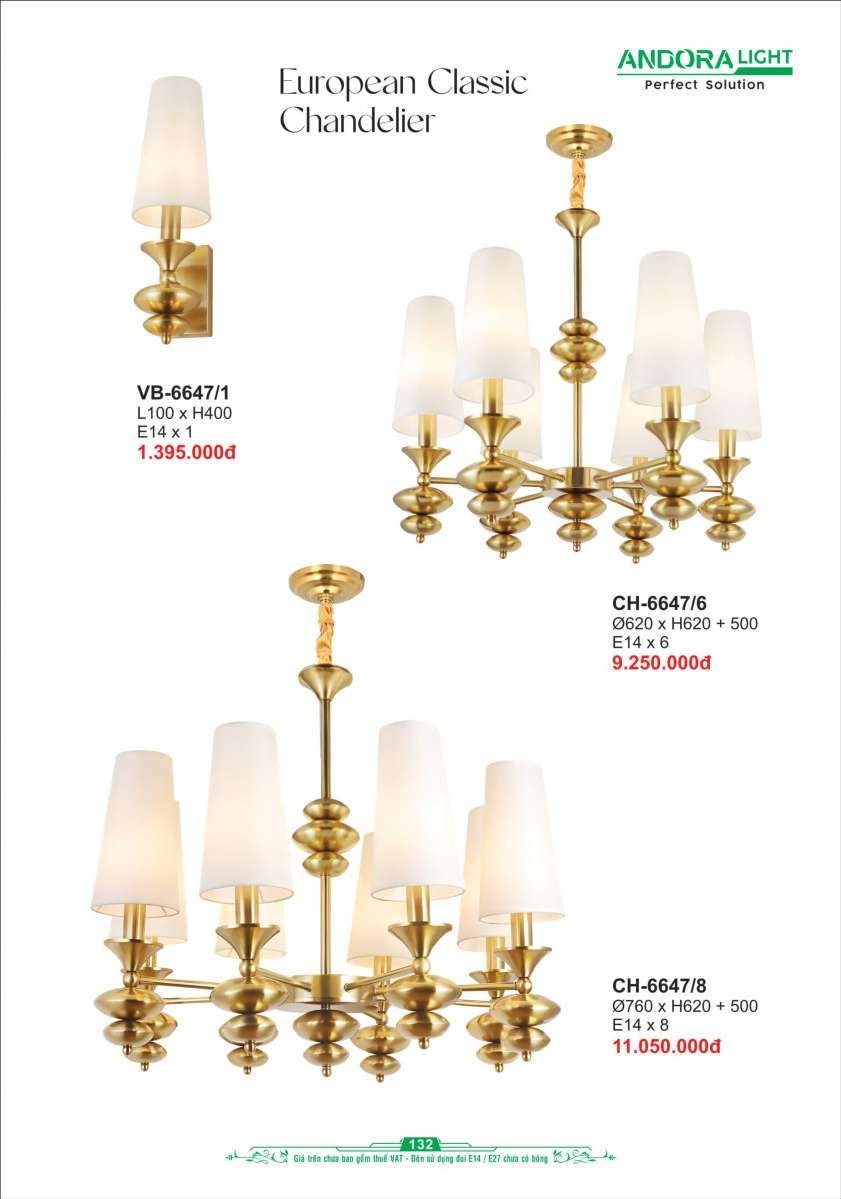 Đèn chùm Andora Light CH-6647/6, CH-6647/8, VB-6647/1